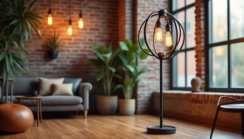 apportez une touche industrielle et authentique à votre intérieur avec le lampadaire lampe industrielle anneaux croisés tribeca, alliant design unique et ambiance chaleureuse.