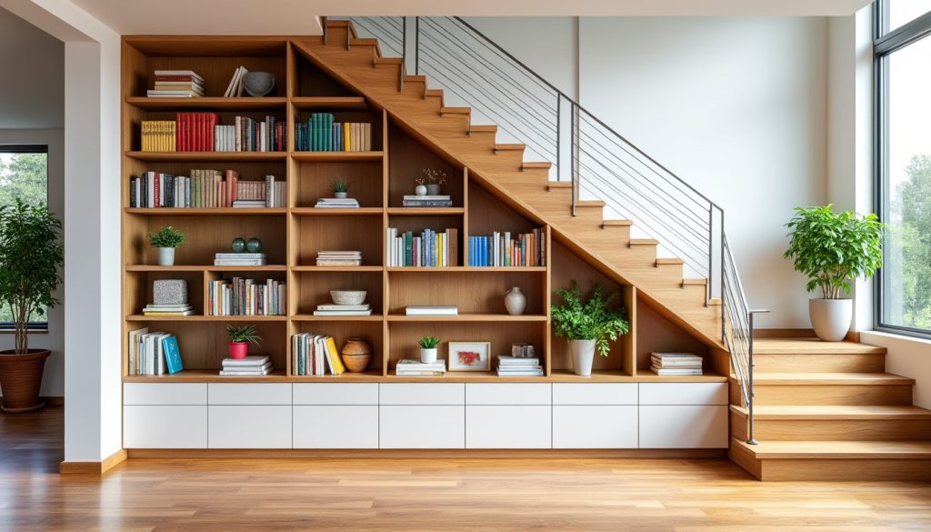 découvrez comment aménager une bibliothèque sous escalier pour optimiser l'espace de votre intérieur avec des astuces pratiques et un design élégant.