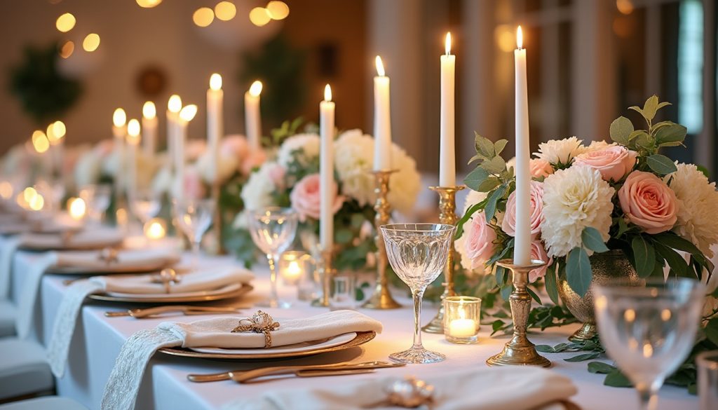découvrez nos conseils pour choisir la décoration idéale qui sublimera votre table de mariage avec élégance et raffinement.